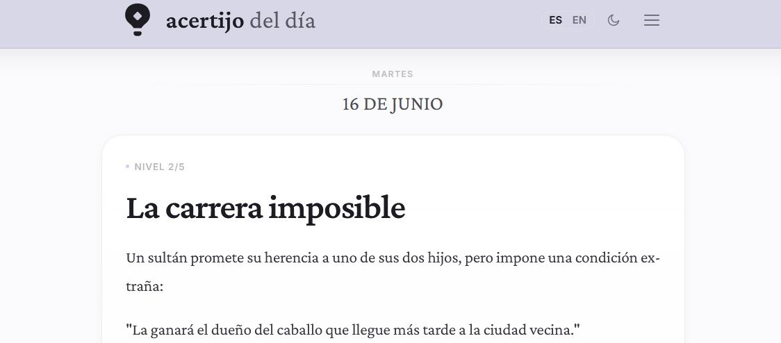 Acertijo del día: un reto diario de lógica para ejercitar el cerebro